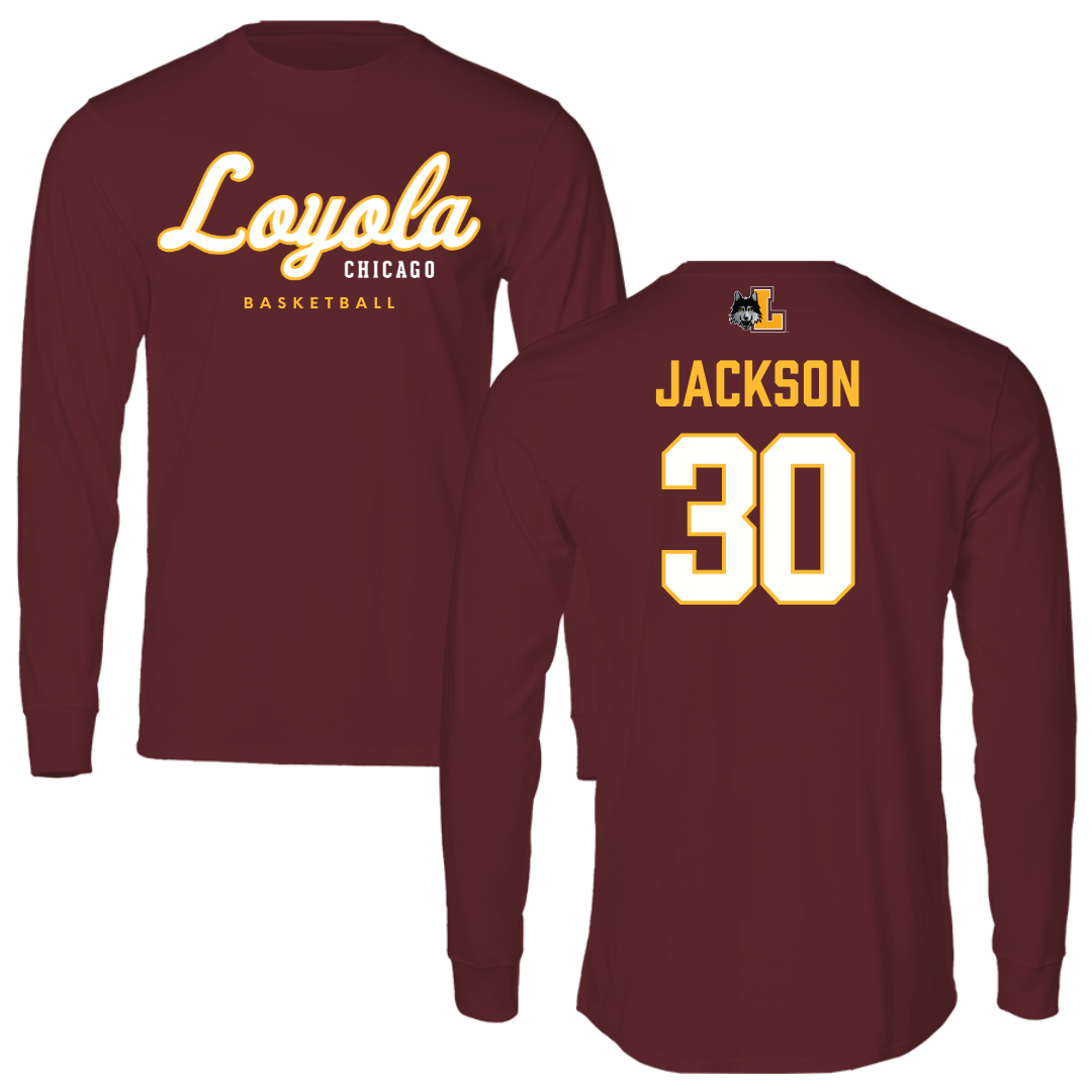 Loyola University-Chicago Basketball Maroon Block Long Sleeve - #30 Destiny Jackson