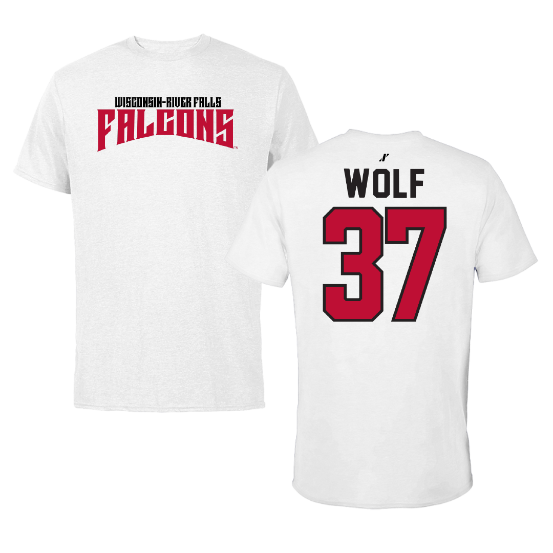 University of Wisconsin-River Falls Football White Classic Performance Tee - #37 Brayden Wolf
