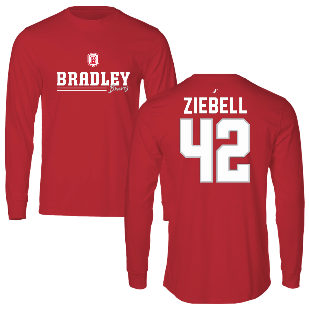 Bradley University Basketball Red General Performance Long Sleeve - #42 Callie Ziebell