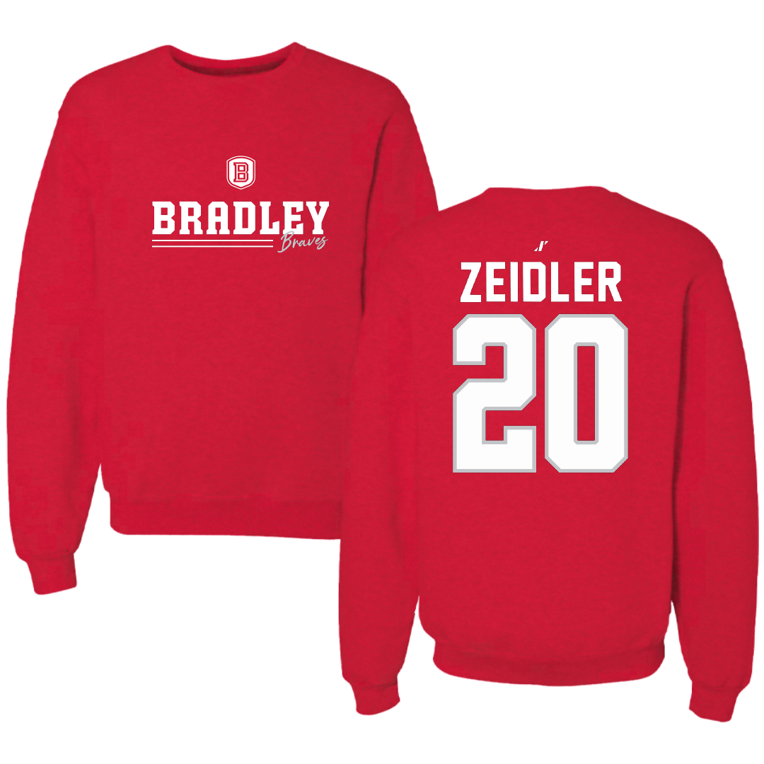 Bradley University Baseball Red General Crewneck - #20 Theo Zeidler