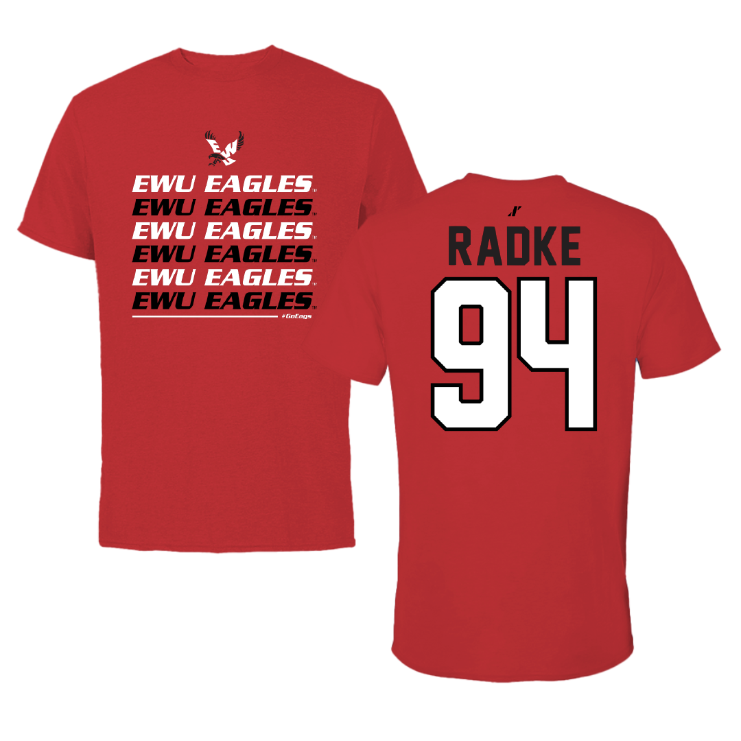 Eastern Washington University Football Red General Performance Tee - #94 Jaden Radke