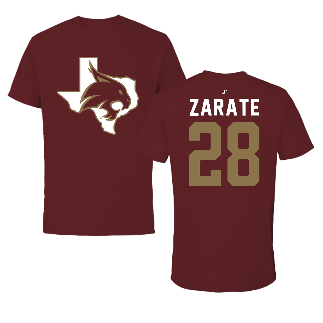 Texas State University Softball Maroon State Tee - #28 Katarina Zarate