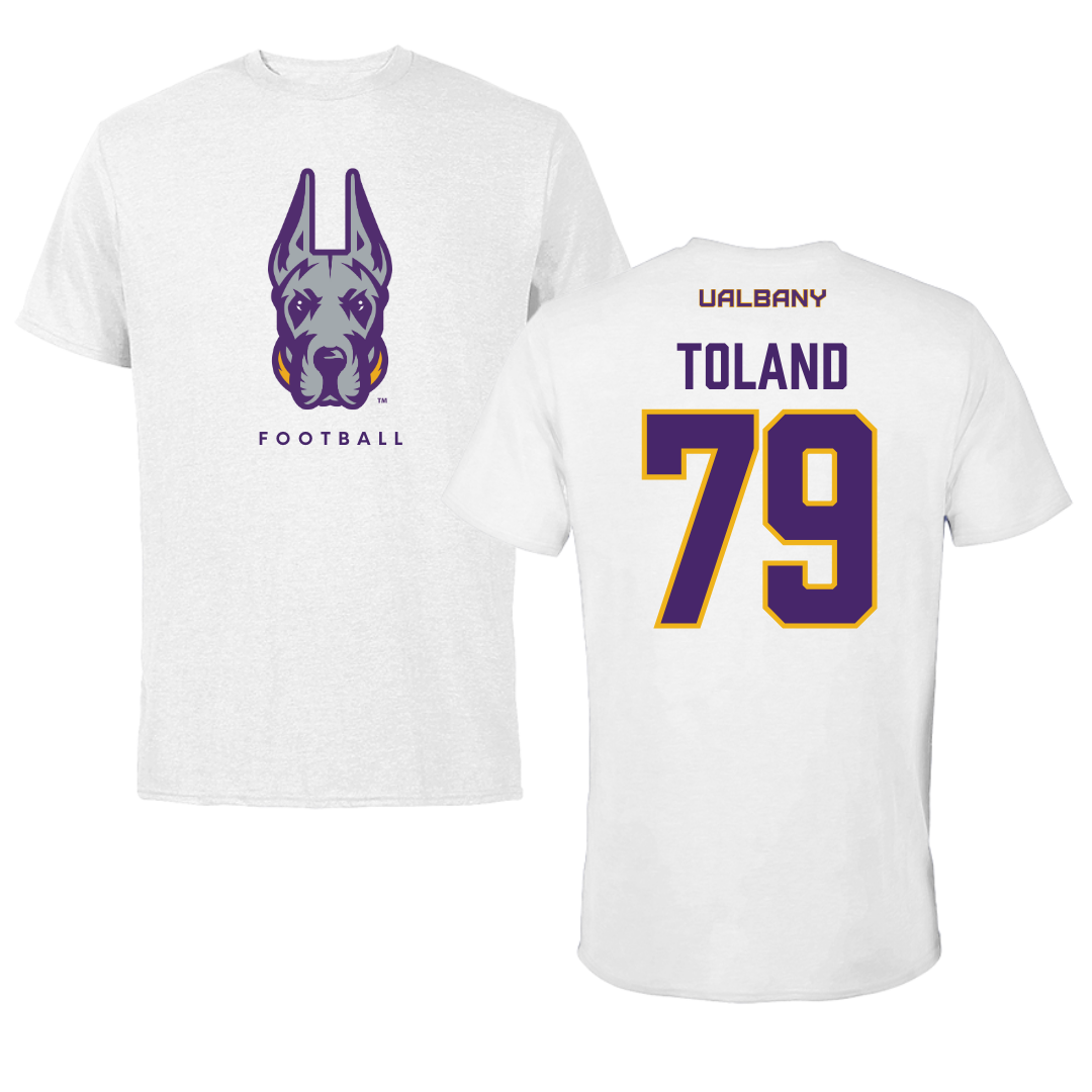 University at Albany Football White Mascot Tee - #79 Ondre Toland