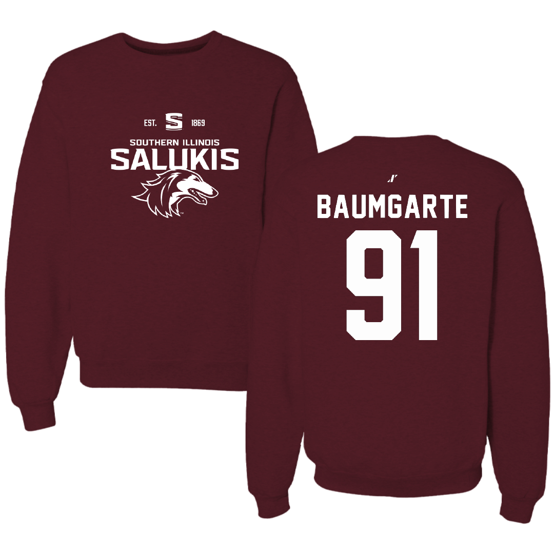 Southern Illinois University at Carbondale Football Maroon General Crewneck - #91 Jake Baumgarte