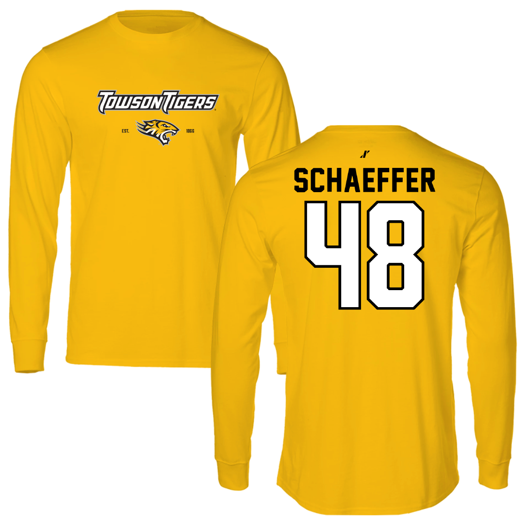 Towson University Football Gold General Performance Long Sleeve - #48 CJ Schaeffer
