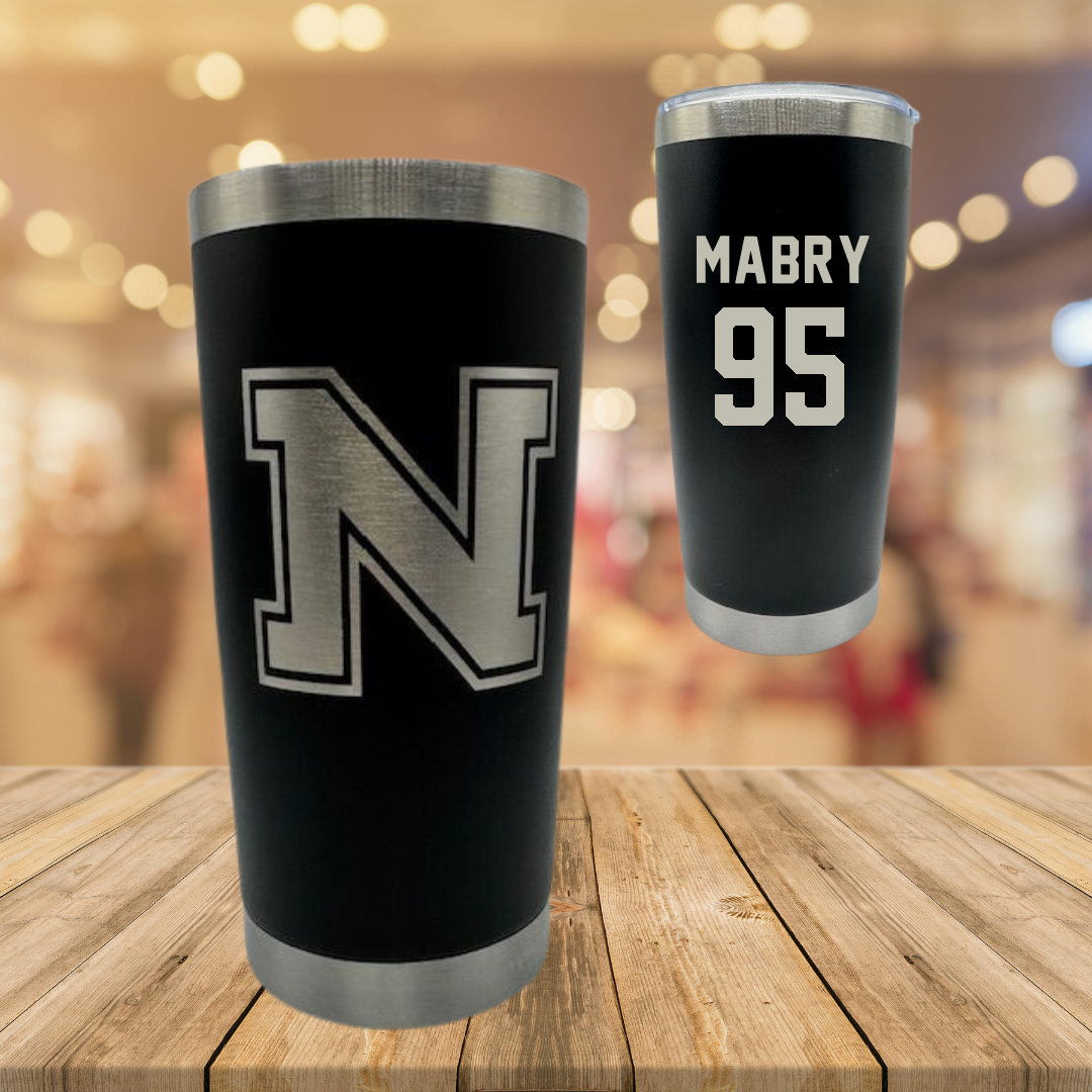 Northern Michigan University Football Black Stainless Steel Tumbler - #95 Jhermari Mabry