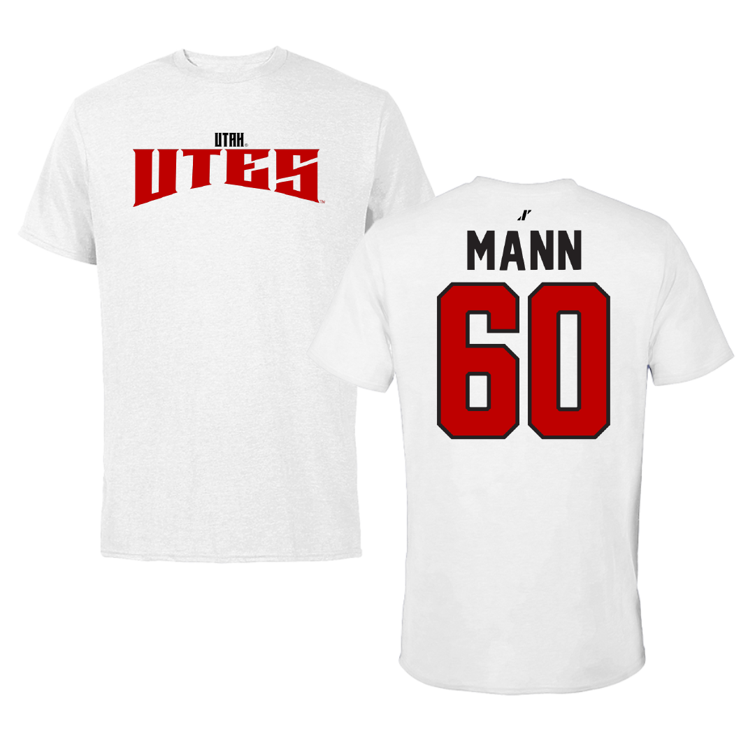 University of Utah Football White Classic Performance Tee - #60 Shintaro Mann