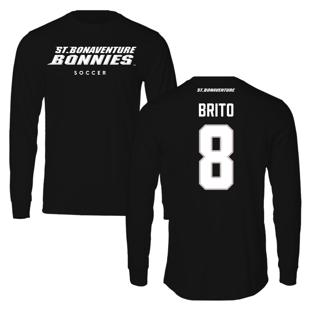 St. Bonaventure University Soccer Black Performance Long Sleeve - #8 Kenzo Brito