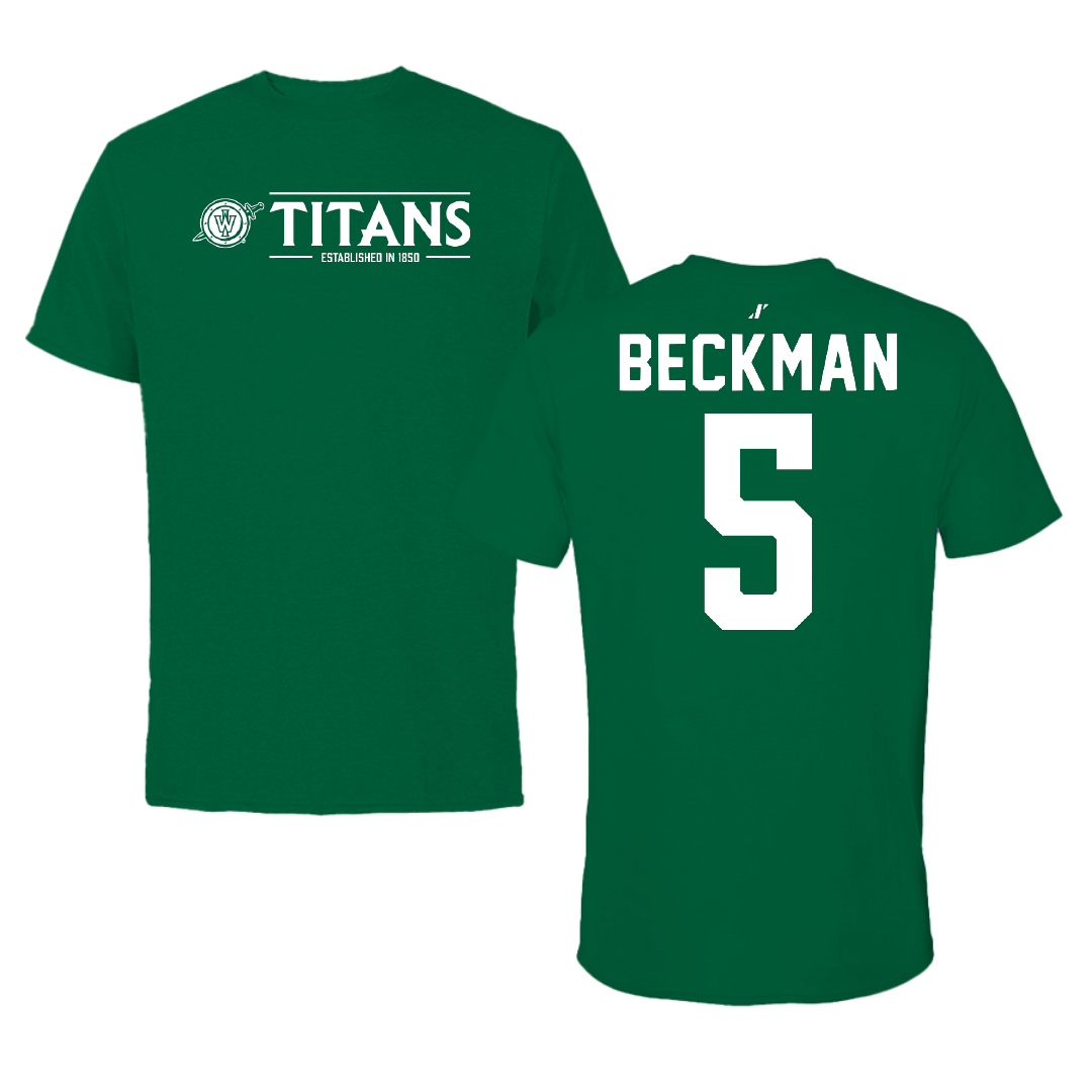 Illinois Wesleyan University Softball Green General Tee - #5 Anna Beckman