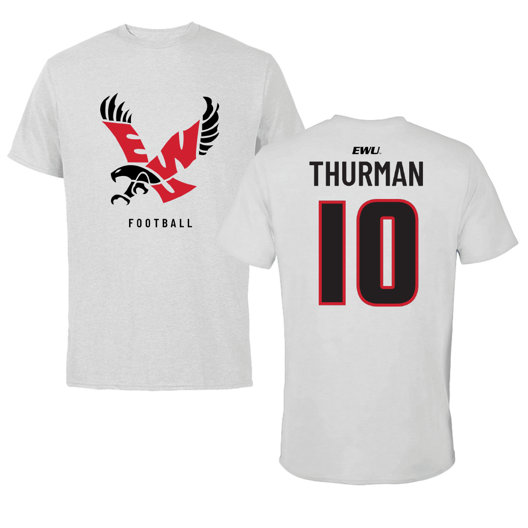 Eastern Washington University Football Light Gray Tee - #10 Trevor Thurman