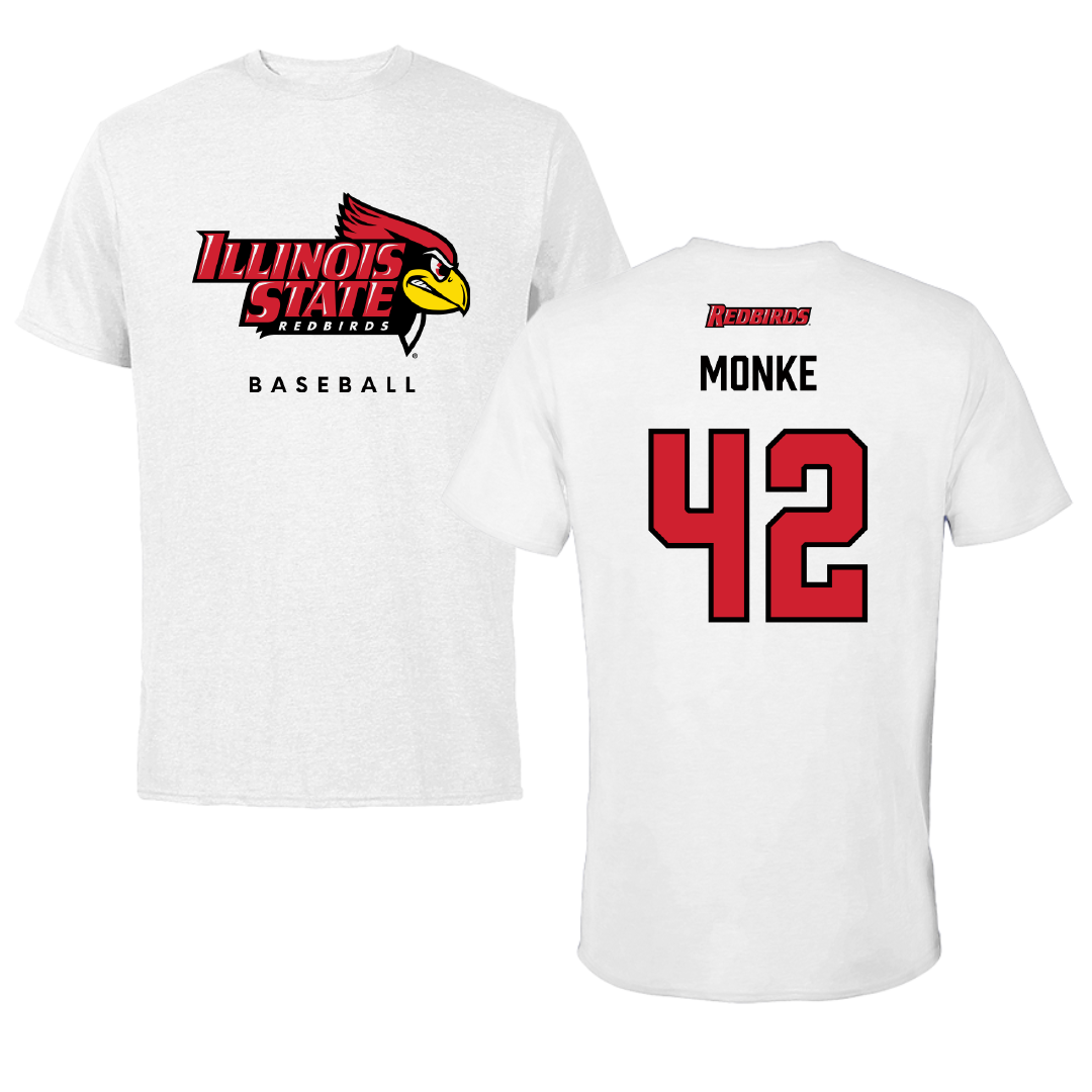 Illinois State University Baseball White Performance Tee - #42 Carter Monke