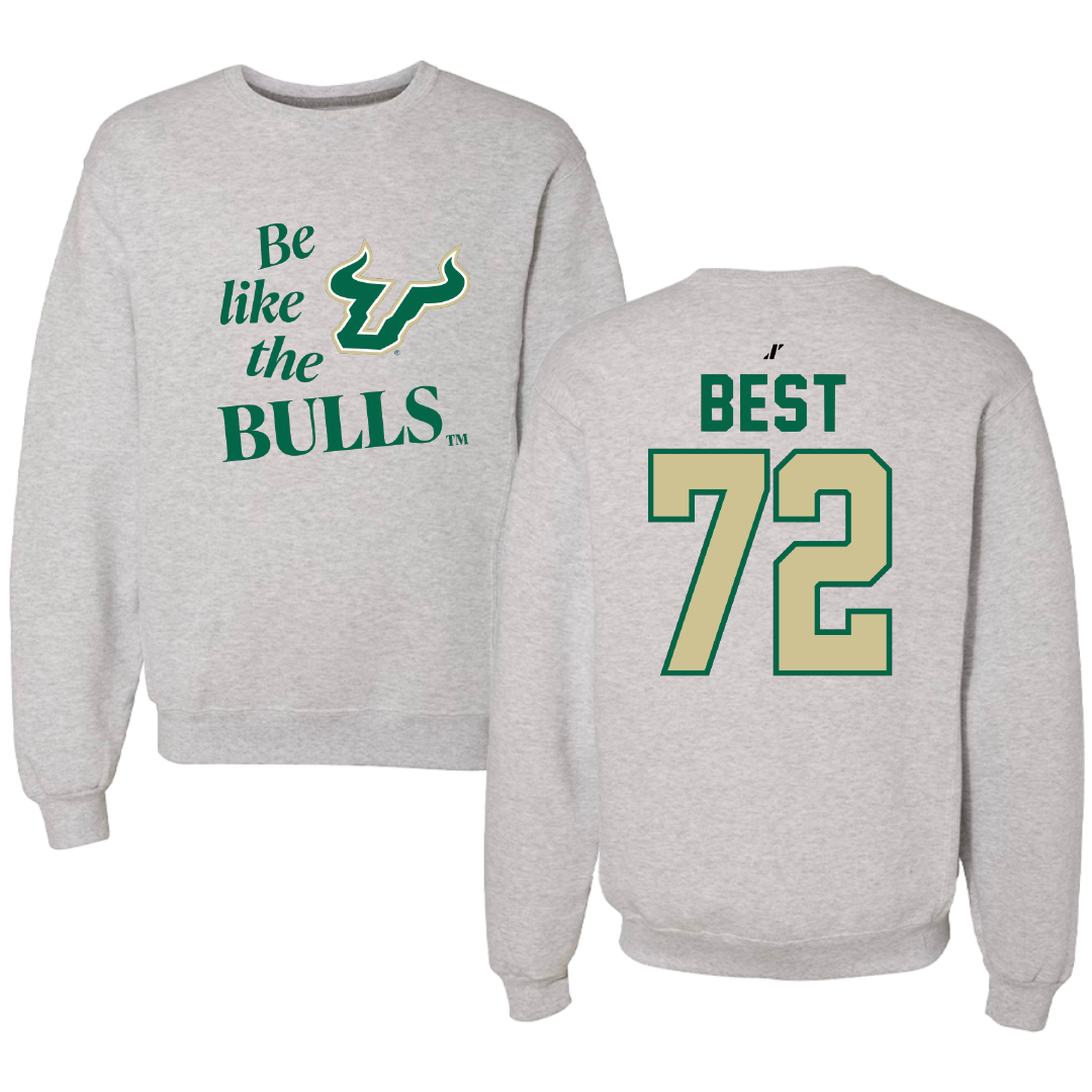 University of South Florida Football Light Gray Be Like Us Crewneck - #72 Cole Best