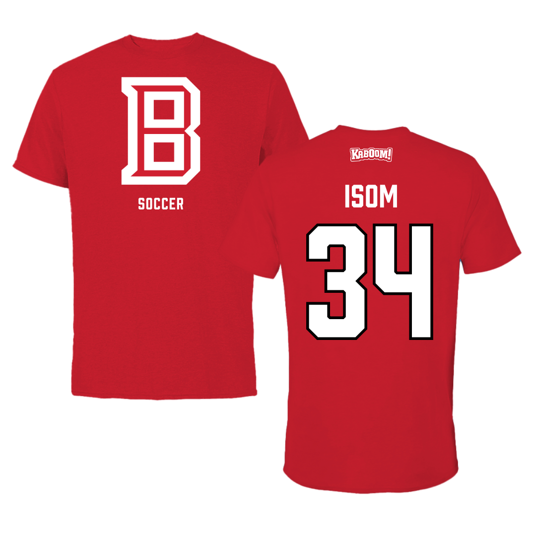 Bradley University Soccer Red Block Performance Tee - #34 Nathaniel Isom