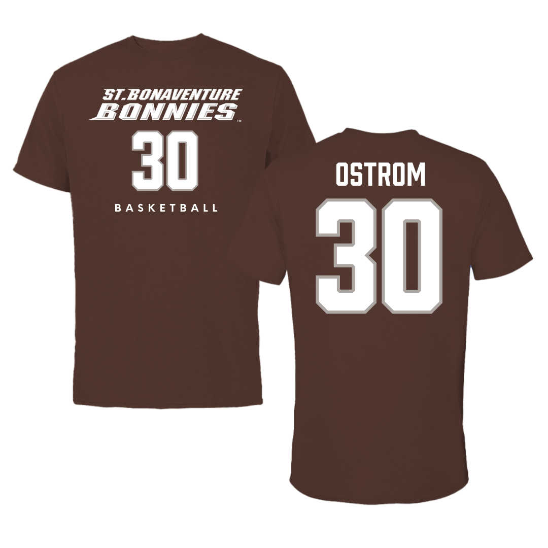 St. Bonaventure University Basketball Brown Tee - #30 Broek Ostrom
