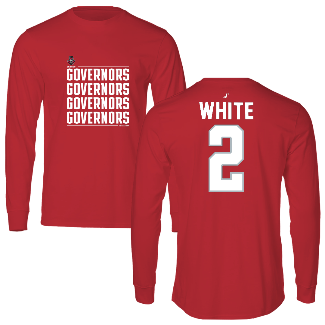 Austin Peay State University Basketball Red General Performance Long Sleeve - #2 Desmond White