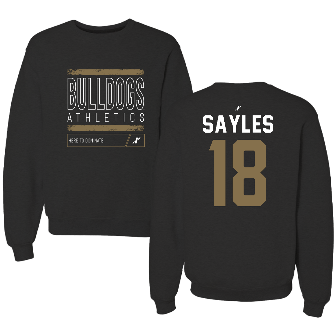 Bryant University Football Black Dominate Crewneck - #18 Braden Sayles