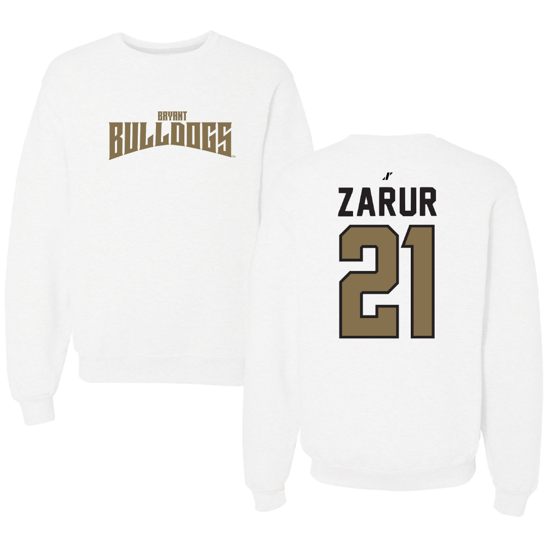 Bryant University Football White Classic Crewneck - #21 Antonio Zarur
