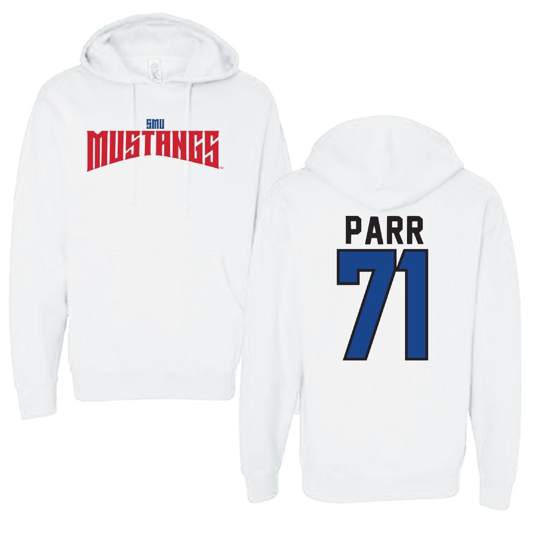 Southern Methodist University Football White Classic Hoodie - #71 Logan Parr