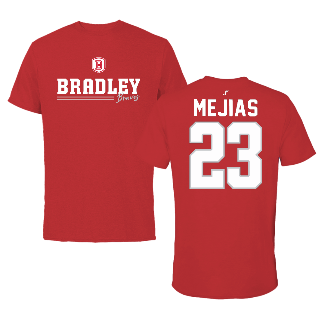 Bradley University Soccer Red General Performance Tee - #23 Jamaine Mejias
