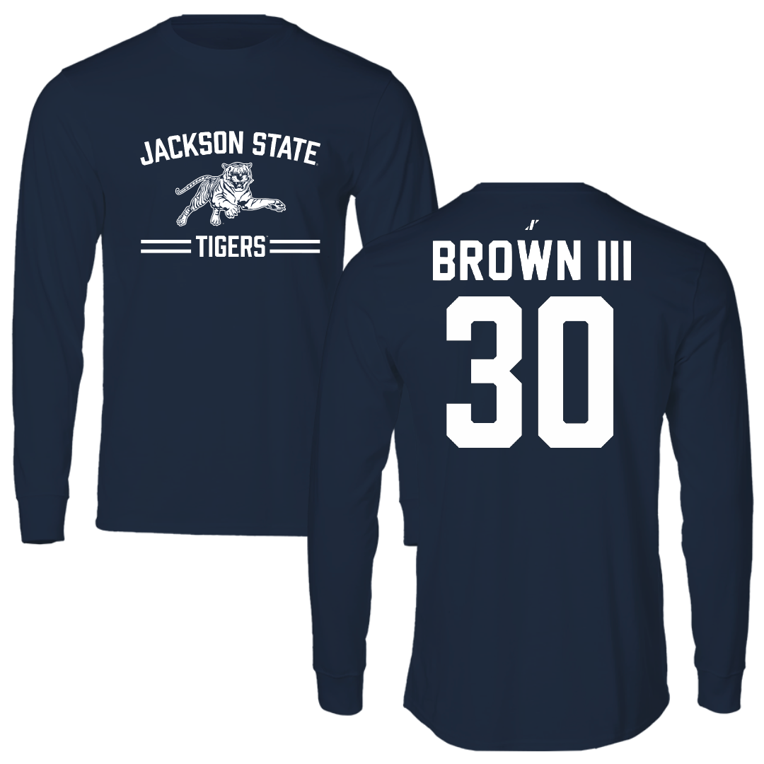 Jackson State University Football Navy General Long Sleeve - #30 John Brown III