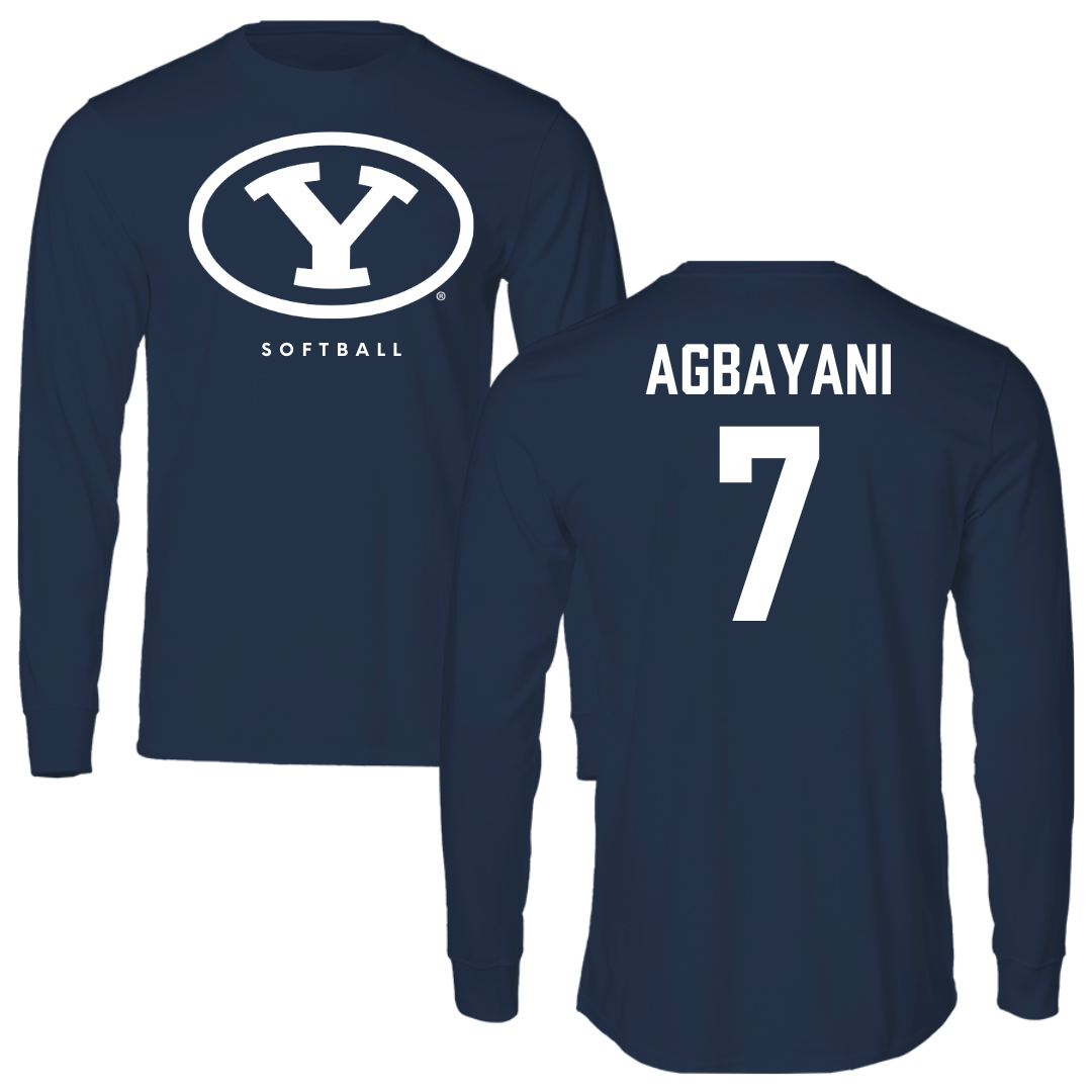 Brigham Young University Softball Navy Performance Long Sleeve - #7 Aleia Agbayani