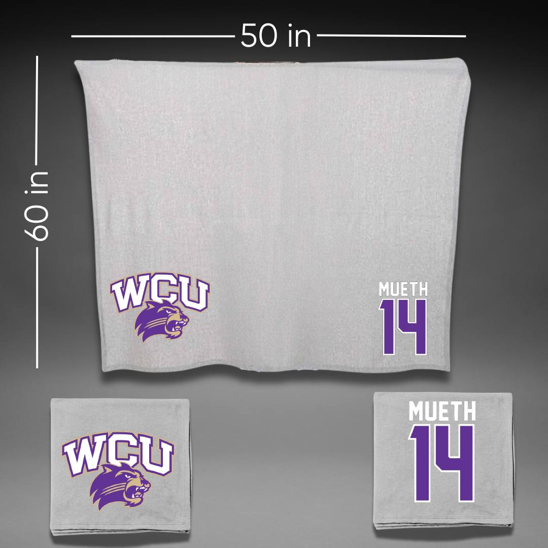 Western Carolina University Soccer Gray Blanket - #14 Mary Mueth