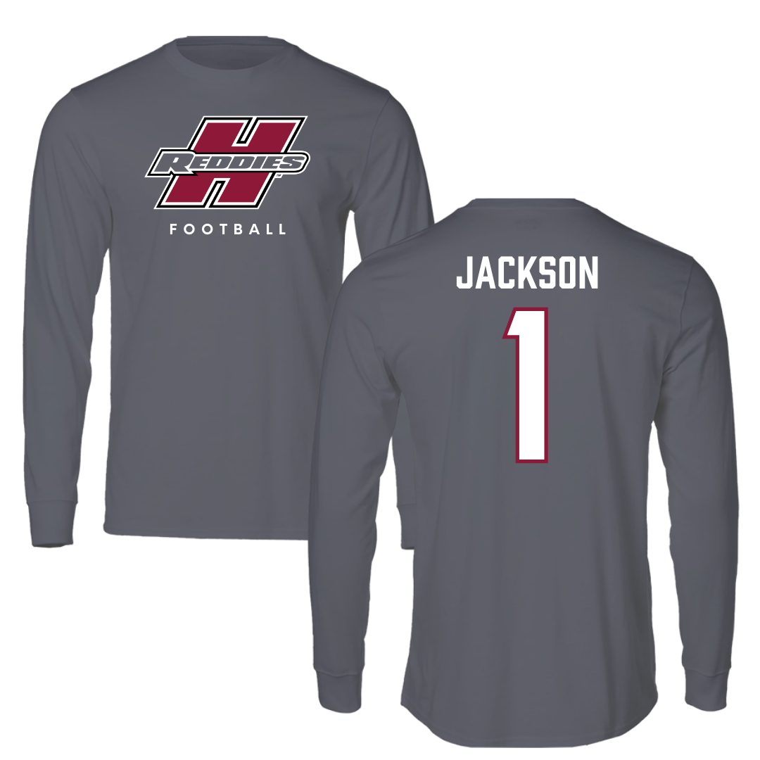 Henderson State University Football Gray Performance Long Sleeve - #1 Timieone Jackson