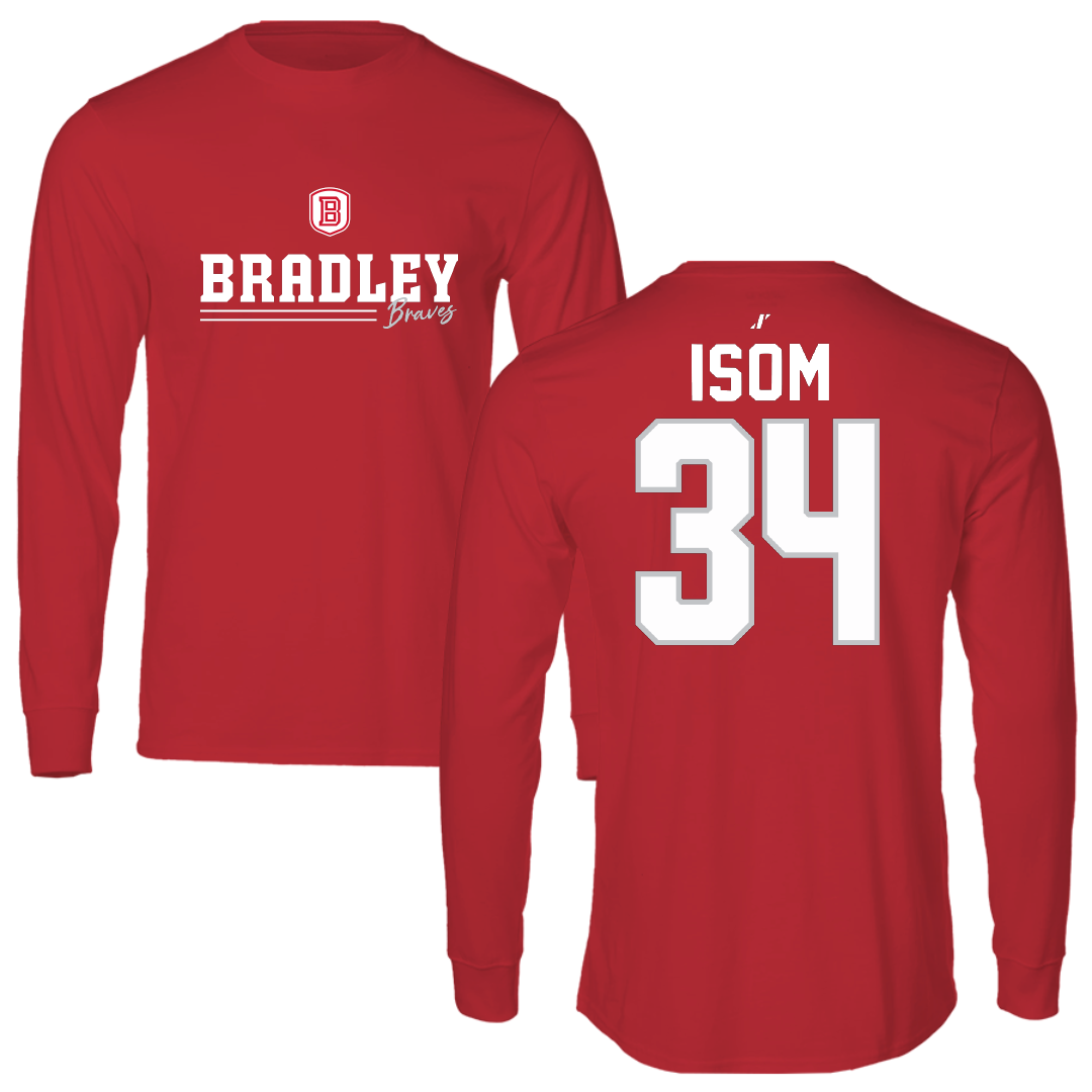 Bradley University Soccer Red General Performance Long Sleeve - #34 Nathaniel Isom