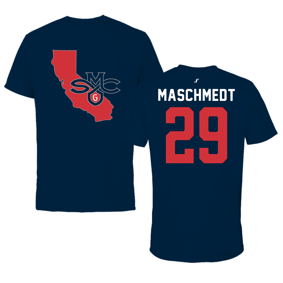 Saint Mary's College of California Soccer Navy State Tee - #29 Will Maschmedt