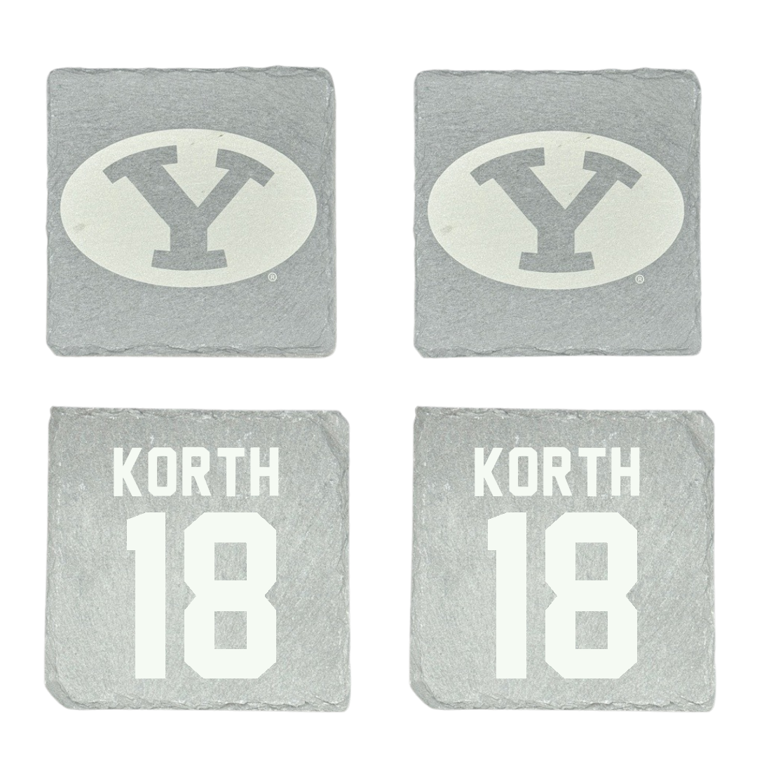 Brigham Young University Softball Stone Coaster (4 Pack)  - #18 Kaysen Korth
