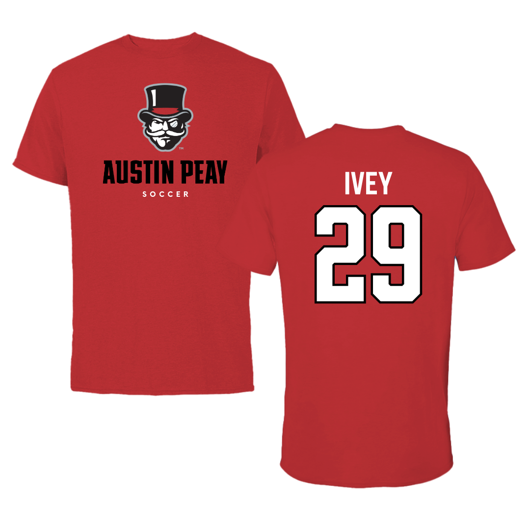 Austin Peay State University Soccer Red Mascot Performance Tee - #29 Ashtyn Ivey