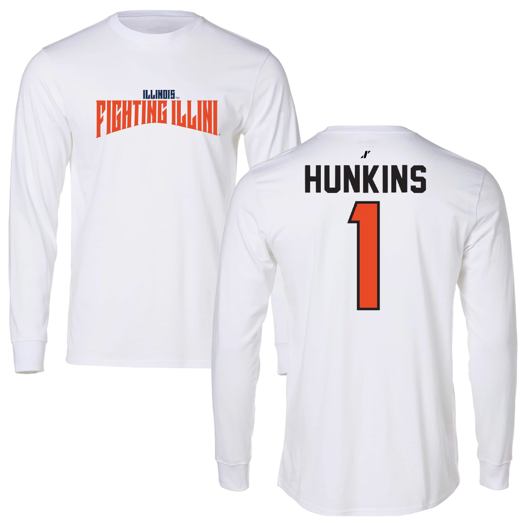 University of Illinois Softball White Classic Performance Long Sleeve - #1 Reese Hunkins