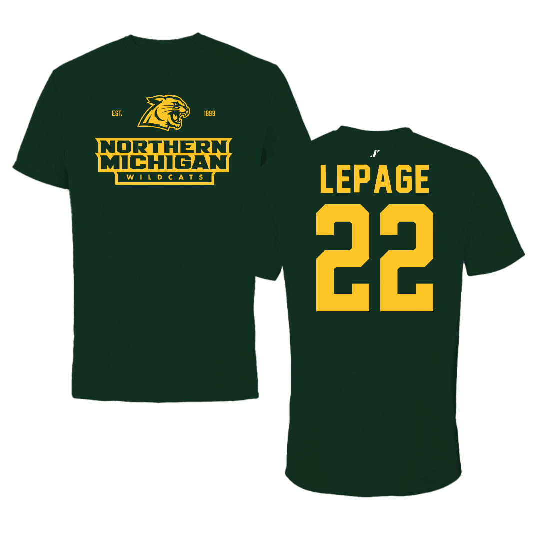 Northern Michigan University Basketball Forest Green General Tee - #22 Cooper LePage