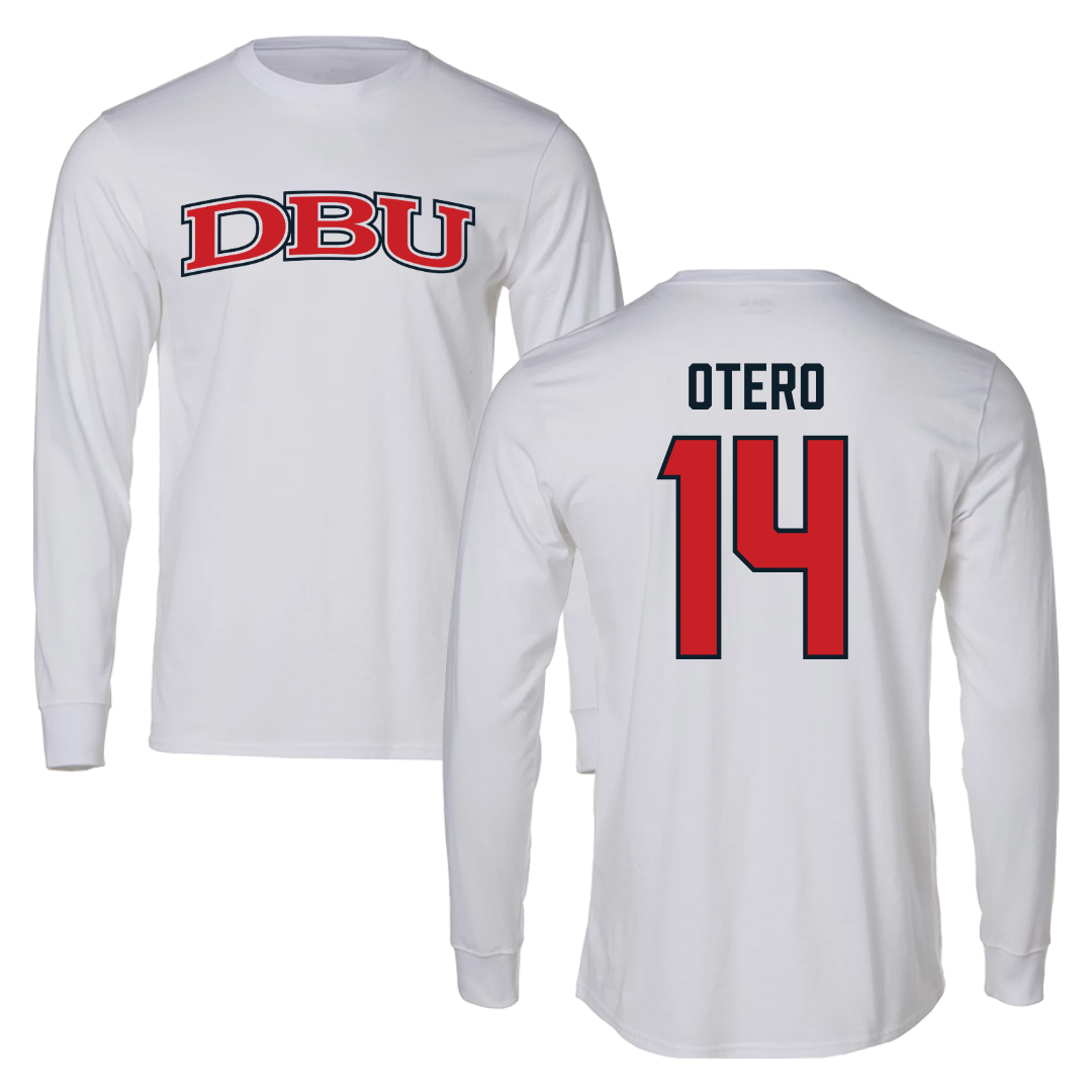 Dallas Baptist University Volleyball White Performance Long Sleeve - #14 Lindsey Otero