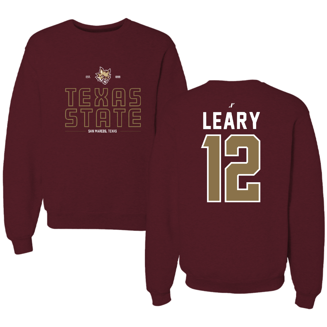 Texas State University Baseball Maroon General Crewneck - #12 Ryan Leary
