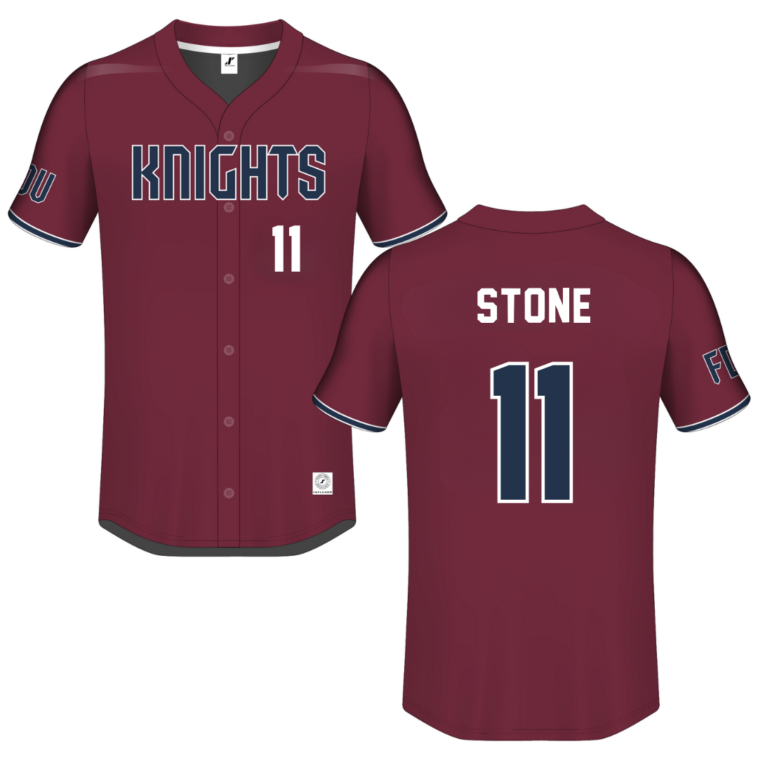 Fairleigh Dickinson University-Metropolitan Campus Maroon Button-Down Jersey - #11 Ayden Stone