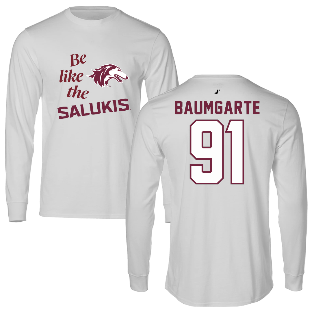 Southern Illinois University at Carbondale Football Light Gray Be Like Us Long Sleeve - #91 Jake Baumgarte