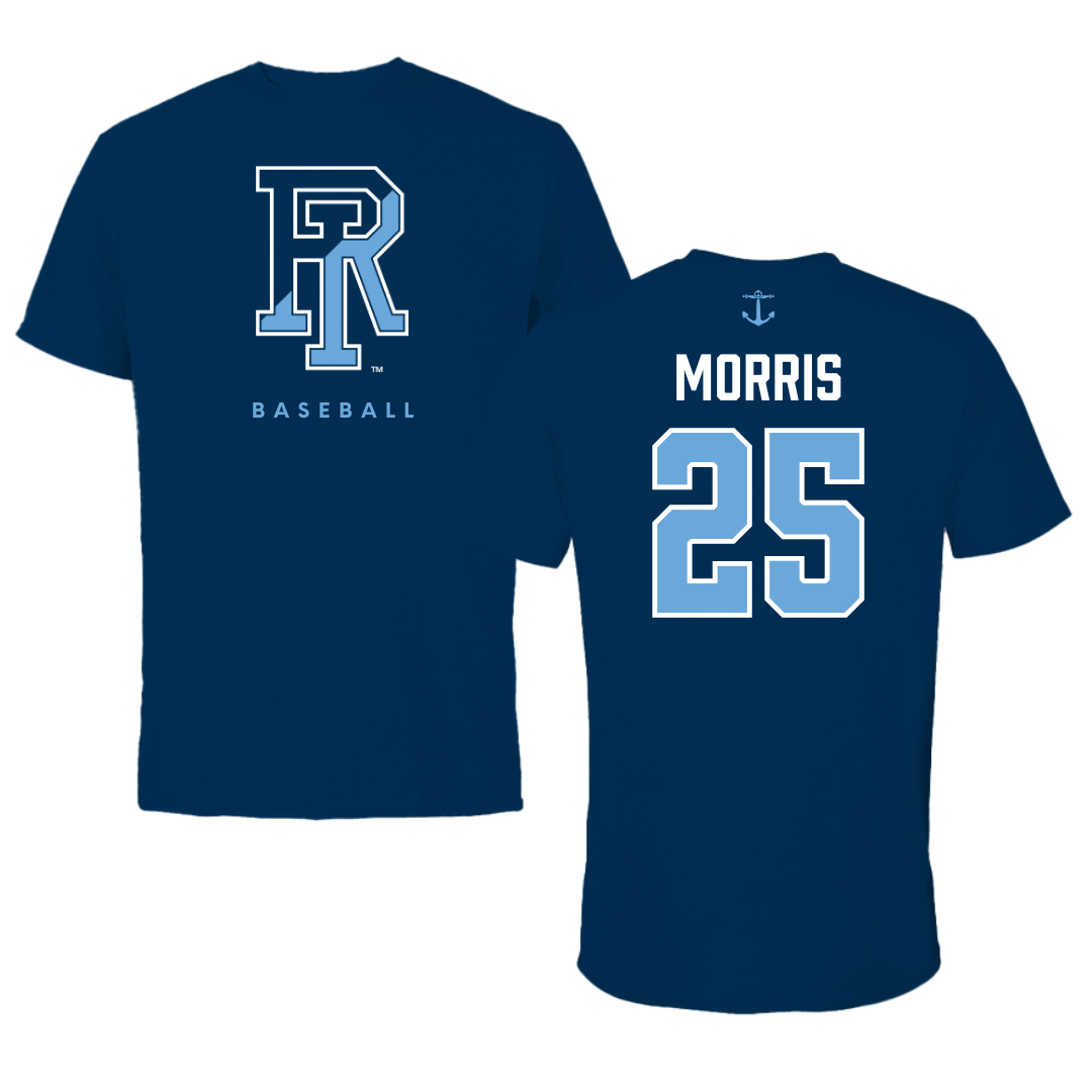 University of Rhode Island Baseball Navy Performance Tee - #25 Zach Morris