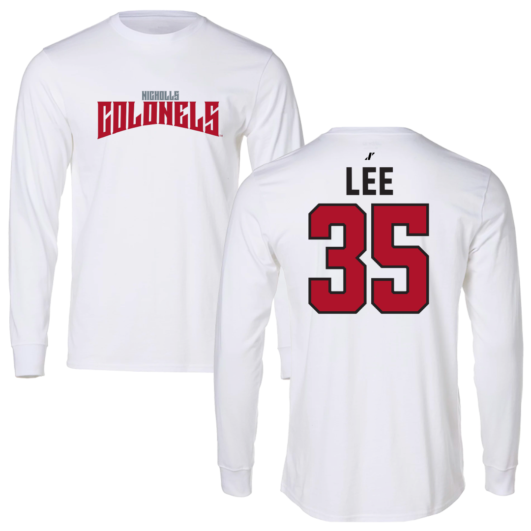 Nicholls State University Football White Classic Performance Long Sleeve - #35 Ethan Lee