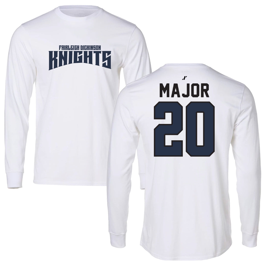 Fairleigh Dickinson University-Metropolitan Campus Soccer White Classic Long Sleeve - #20 Madison Major