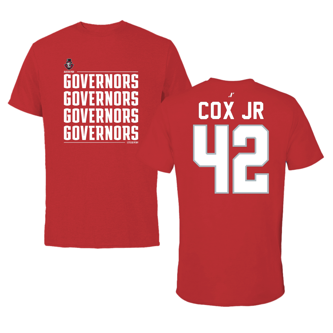 Austin Peay State University Football Red General Tee - #42 TJ Cox Jr