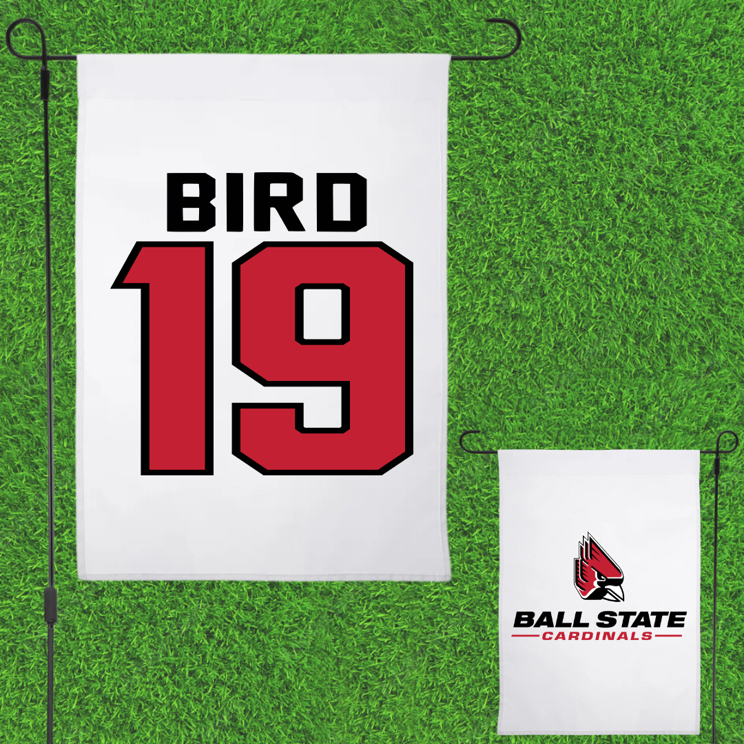 Ball State University Soccer White Garden Flag - #19 Sami Bird