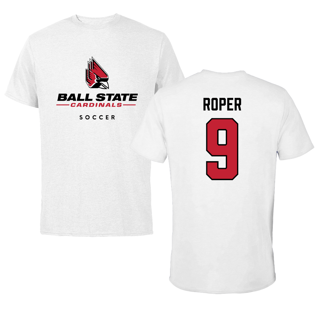Ball State University Soccer White Performance Tee - #9 Emily Roper