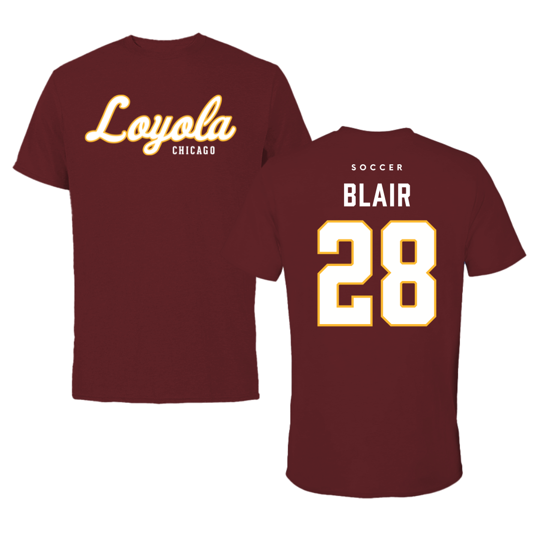 Loyola University-Chicago Soccer Maroon Loyola Performance Tee - #28 Quinten Blair