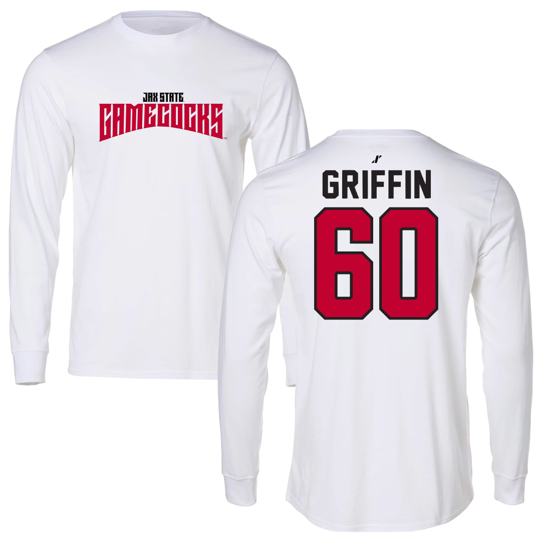 Jacksonville State University Football White Classics Performance Long Sleeve - #60 Cameron Griffin