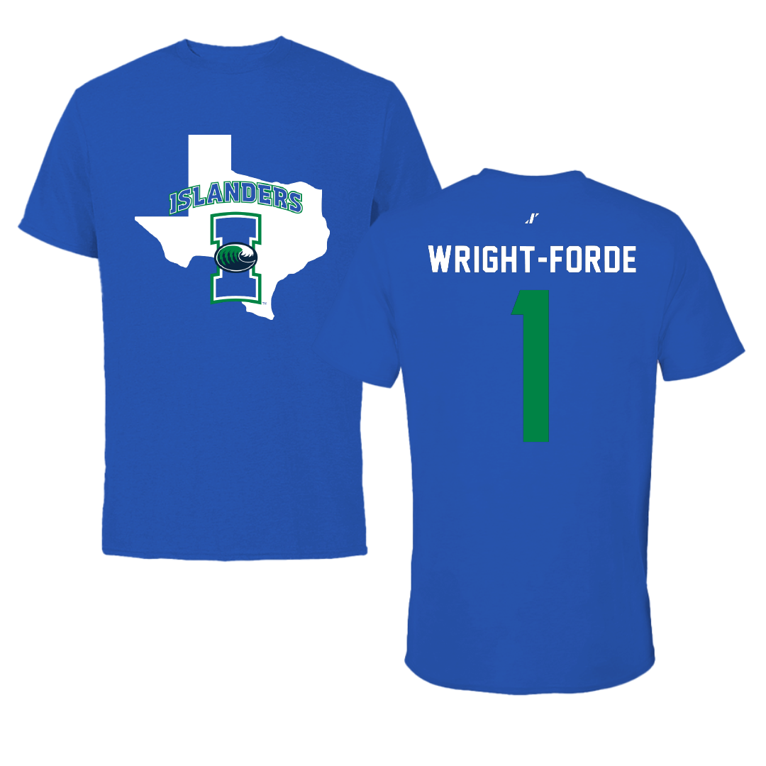 Texas A&M University-Corpus Christi Basketball Blue State Tee - #1 Dian Wright-Forde