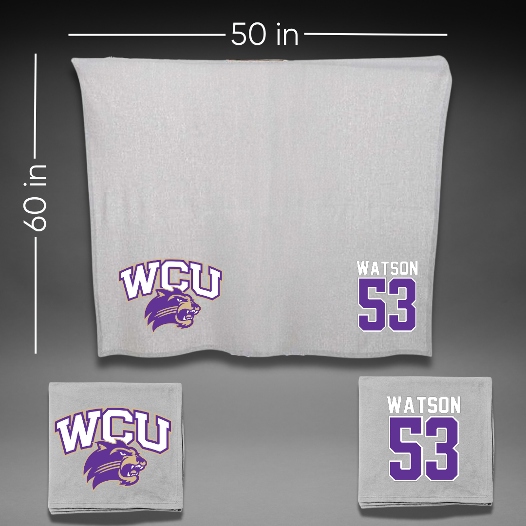 Western Carolina University Football Gray Blanket - #53 Zach Watson