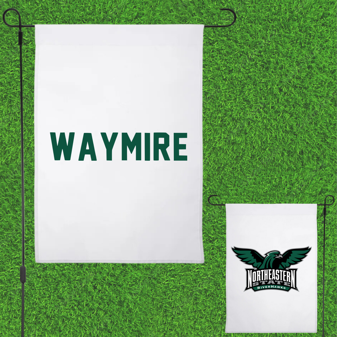 Northeastern State University Golf White Garden Flag - Cole Waymire