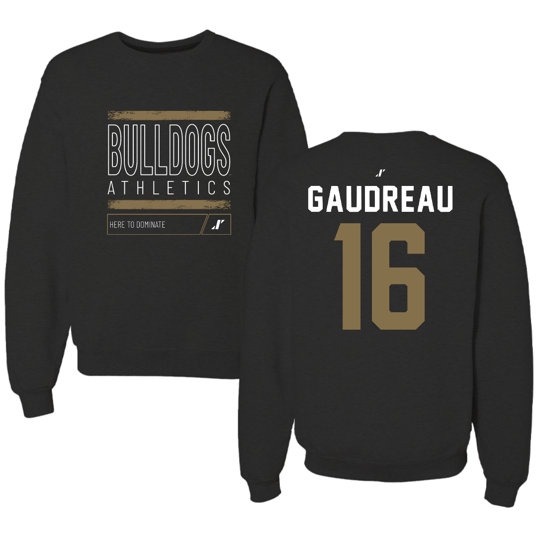 Bryant University Baseball Black Dominate Crewneck - #16 Jacob Gaudreau