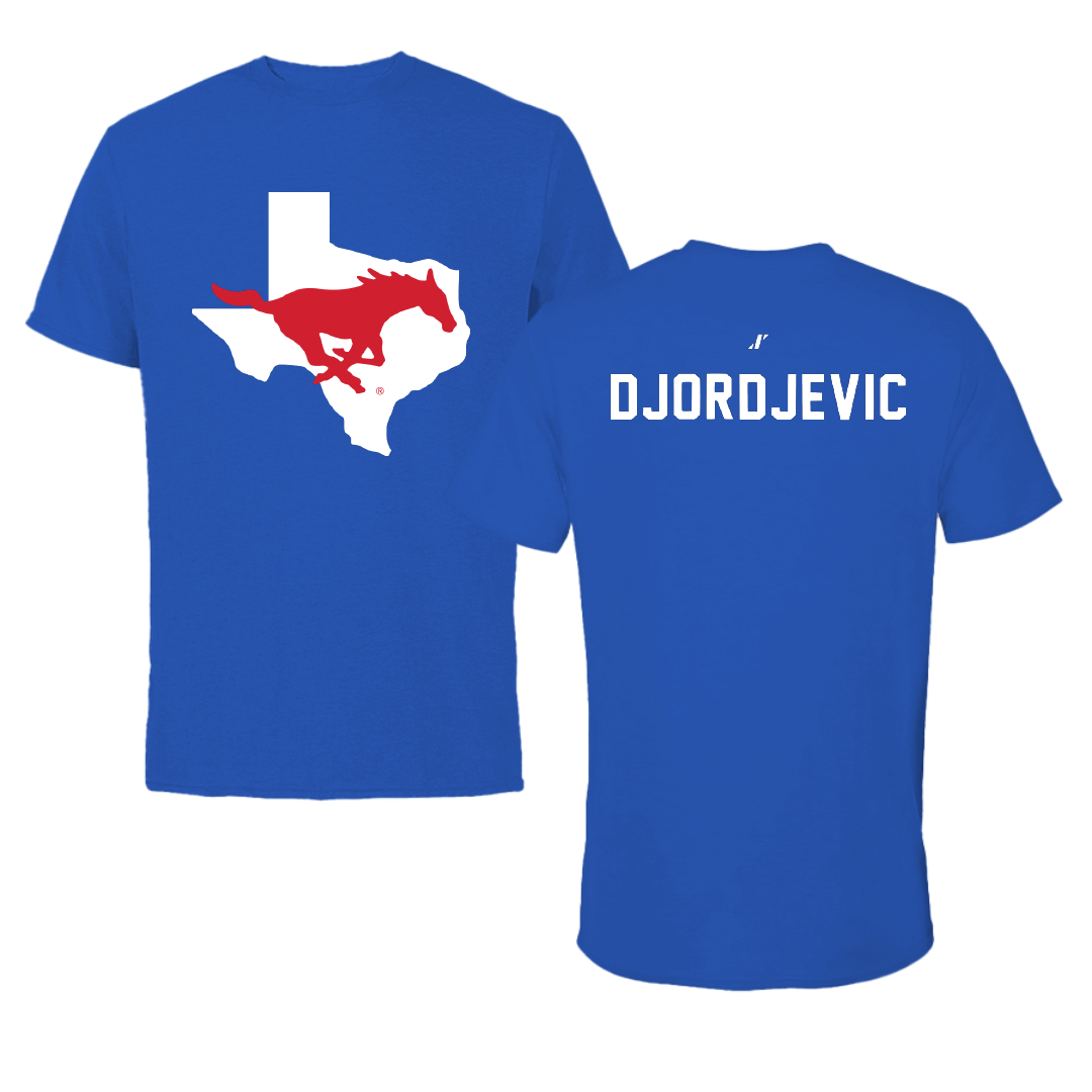 Southern Methodist University Soccer Blue State Performance Tee - #20 Nikola Djordjevic
